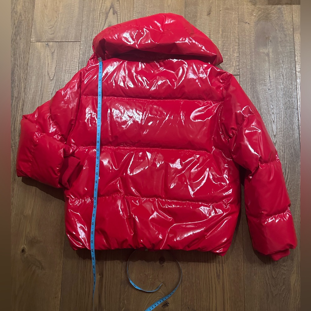 Alice + Olivia Glossy Red Puffer Jacket - Picture 7 of 15